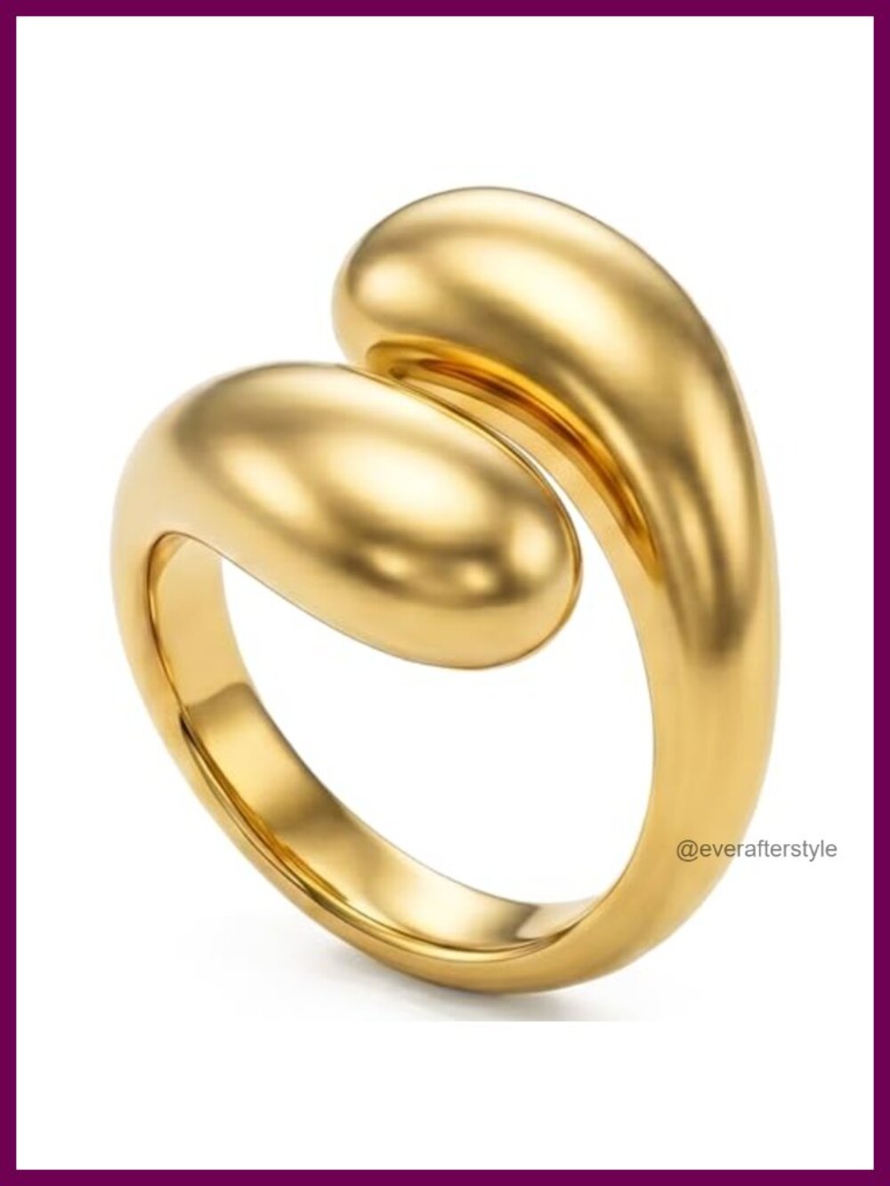 14K Gold Plated Chunky Open Twist Statement Ring Stainless Steel